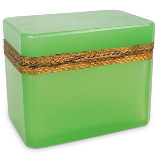 French Green Opaline Glass Box