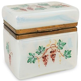 French Opaline Glass Painted Box