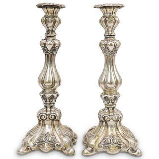 19th Cent. German Silver Baroque Candlesticks