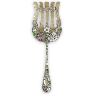 Antique Sterling Silver and Enamel Spatula