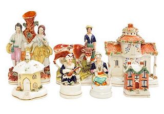 * Sixteen Staffordshire Pottery Articles Height of tallest 10 inches.