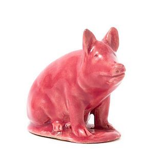 * A French Majolica Model of a Pig Height 2 5/8 inches.