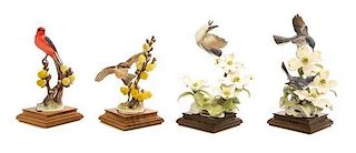 Two Pairs of Royal Worcester Porcelain Models of Birds Height of first 9 1/4 inches.