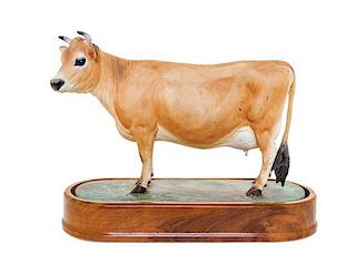 A Royal Worcester Porcelain Model of a Jersey Cow Width 9 1/4 inches.