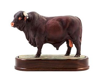 * A Royal Worcester Porcelain Model of a Bull Width overall 10 1/2 inches.