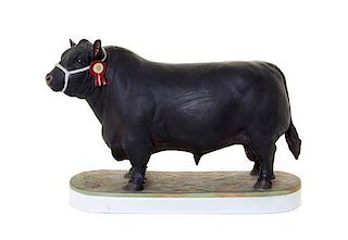 * A Royal Worcester Porcelain Model of a Bull Width 10 inches.