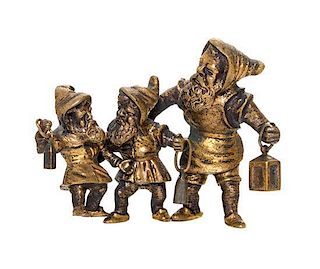 A Continental Bronze Figural Group Height 3 inches.