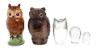 * A Collection of Owl-Themed Articles Height of tallest 8 inches.