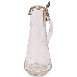 Silver Mounted Crystal Pitcher