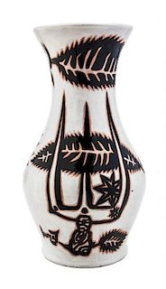 A French Glazed Ceramic Vase Height 15 1/2 inches.