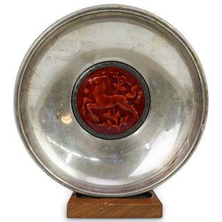 Antique 830 Silver & Enamel Dish