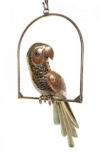 * A Mexican Brass and Copper Sculpture Length of bird 35 inches.