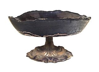 A Silver-Plate Mounted Hardstone Tazza Diameter 11 3/4 inches.