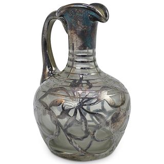 Sterling Silver Overlaid Glass Pitcher