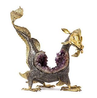 * A French Gilt Bronze and Amethyst Sculpture Height 23 inches.