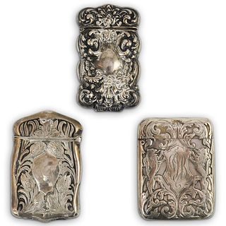 (3 Pc) Antique Sterling Silver Match Boxes
