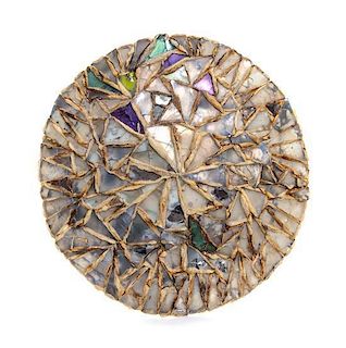 A French Talosel Resin and Glass Mosaic Circular Hanging Wall Plaque, Mid 20th Century