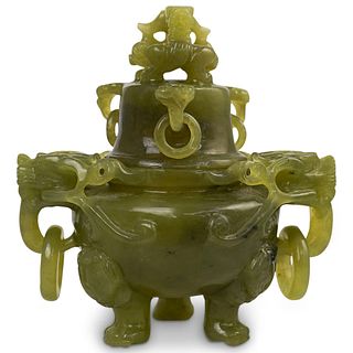 Chinese Carved Jade Dragon Censor