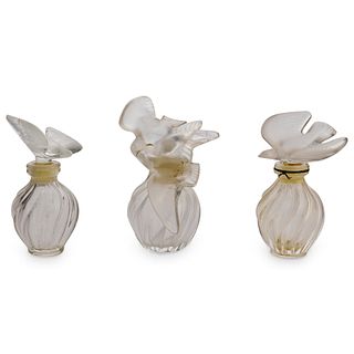 (3 Pc) Lalique Crystal Perfume Bottles