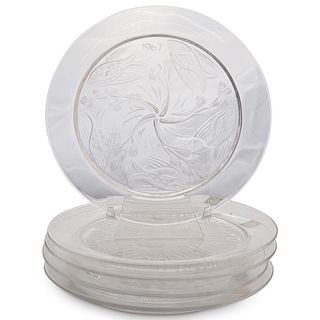 (5Pc) Lalique Crystal Etched Plates