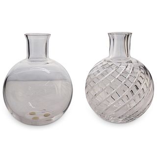 (2 Pc) Pair of Baccarat Crystal Flower Vases