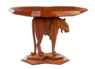 * An American Walnut, Rosewood, Ebony and Metal Table Height 31 x width 45 1/2 x depth 14 1/4 inches.