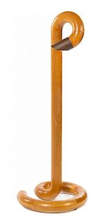 A Laminated Maple and Copper Floor Lamp Height 50 1/2 inches.