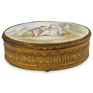 French Bronze Gilded Porcelain Box