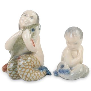 (2 Pc) Copenhagen Porcelain Mermaid figures