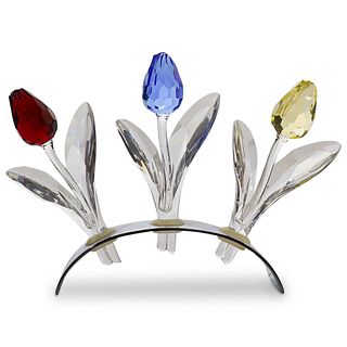 Swarovski " Three Tulips " Crystal On Stand Figurine