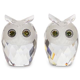 (2 Pc) Swarovski " Owl " Crystal Figurine Set