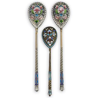 (3 Pc) Imperial Russian Silver Spoon Set