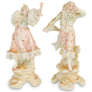 (2 Pc) Pair of Antique German Porcelain Figurines