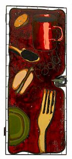 * A Molded Resin and Steel Food Door Height 83 1/2 x 34 inches.