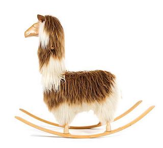 * A Fur Mounted Rocking Llama Height 48 1/2 inches.