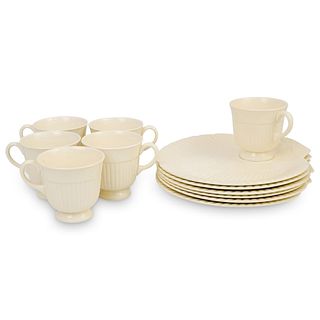 (12 Pc) Wedgwood Nautilus Shell Cup & Snack Plate Set