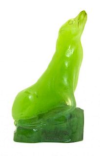 A French Pate-de-Verre Model of a Seal Height 6 1/2 inches.