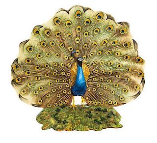 A Boehm Porcelain Model of a Peacock Height 30 inches.