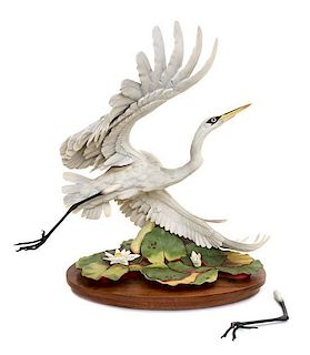 * A Boehm Porcelain Model of a Great White Egret Height 24 1/4 inches.