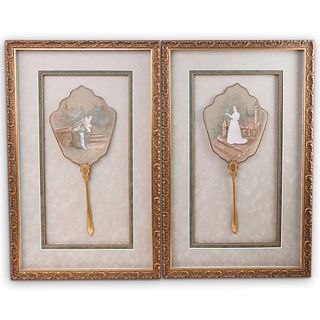 Pair Of Victorian Style Painted Fans