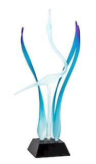 * A Frosted Glass Sculpture Height overall 23 3/4 inches.
