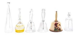 * A Group of Five Glass Bells Height of tallest 9 inches.
