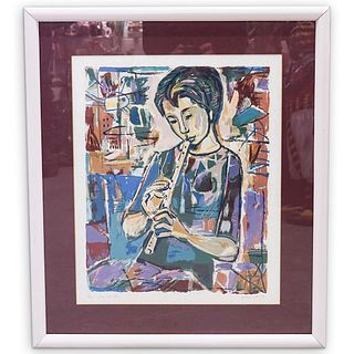 Irving Amen (American 1918-2011) "The Flute" Lithograph