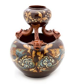 * An English Pottery Vase Height 13 1/8 inches.