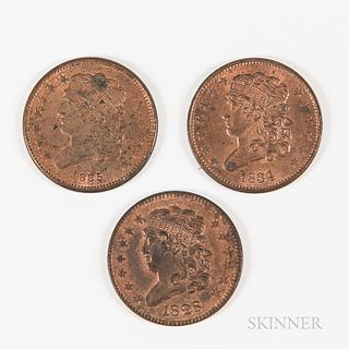 Three Uncirculated Classic Head Half Cents