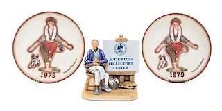 * A Group of Norman Rockwell-Themed Articles Diameter of plates 7 1/2 inches.