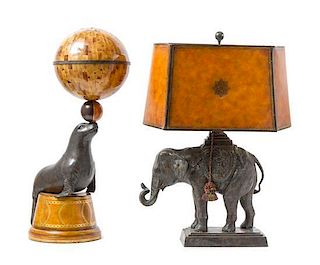 * Two Bronze Figural Lamps Height of first 29 inches.
