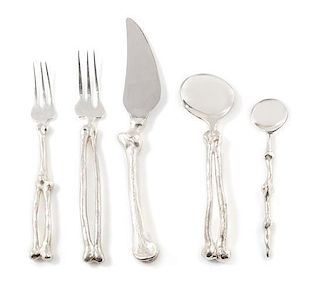 * A Michael Aram Pewter Flatware Service Length of knives 9 1/4 inches.