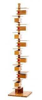 * A Painted and Stained Cherry Taliesin II Floor Lamp Height 80 1/2 inches.