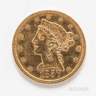 1857-S $5 Liberty Head Gold Coin